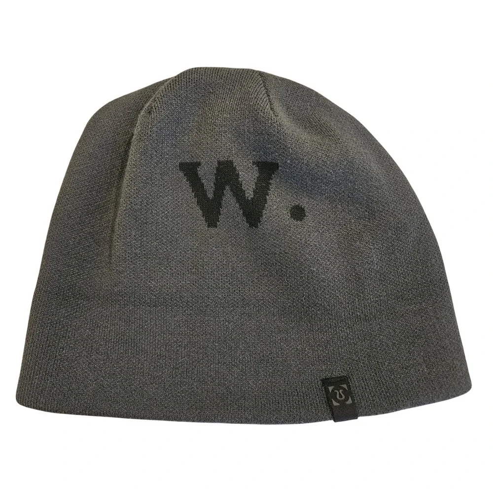 Lululemon Reversible Beanie Gray Knit Hat W Graphic Textured Ribbed Logo